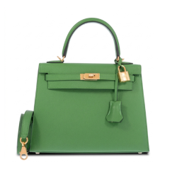 Hermès Kelly 25 Sellier Vert Yucca Epsom Gold Hardware