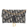 Christian Dior Oblique Saddle Chain Long Wallet Blue