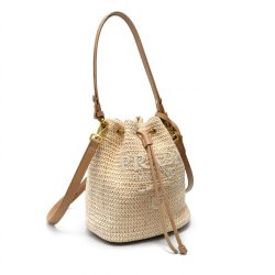 Prada Mini Crochet and Leather Bucket Bag