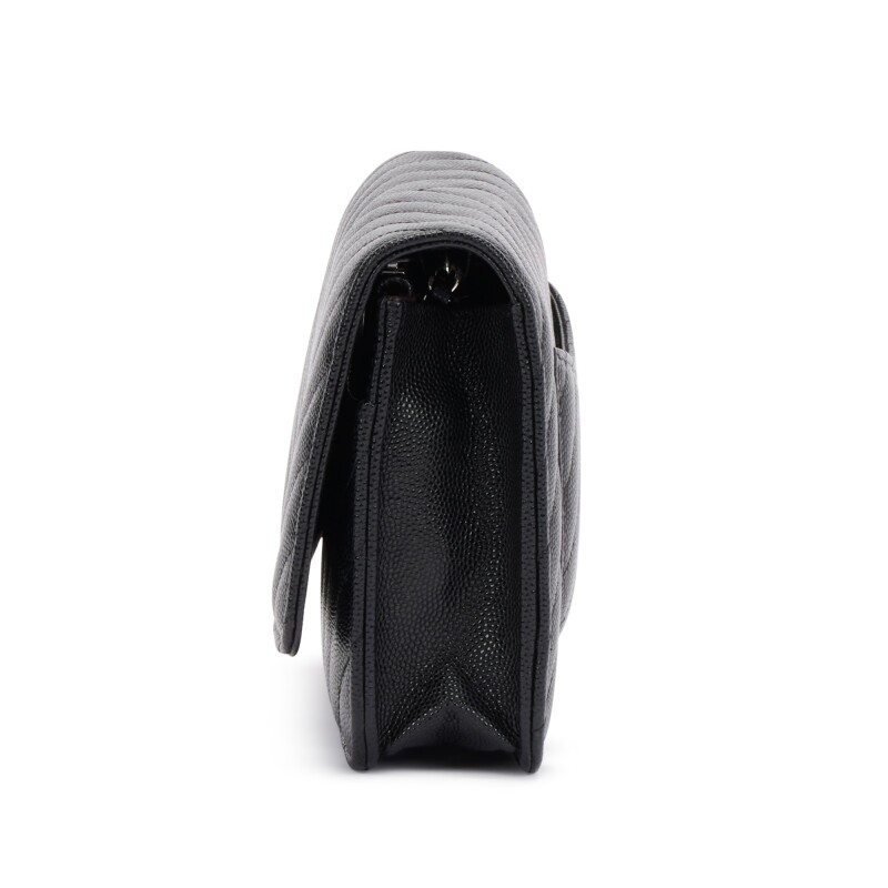 Black Caviar Chevron Wallet On Chain Sier Hardware - Image 4