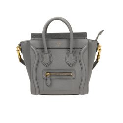 Celine Nano Luggage Bag In Drummed Calfskin 20 Cm Dark Grey