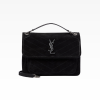 Saint Laurent Niki Medium Quilted Suede Shoulder Bag Black