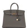 H Handbags Birkin 35 Gris Meyer Togo Gold Hardware
