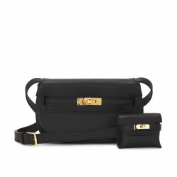 HERMES KELLY MOOVE SWIFT GOLD HARDWARE BLACK 17CM