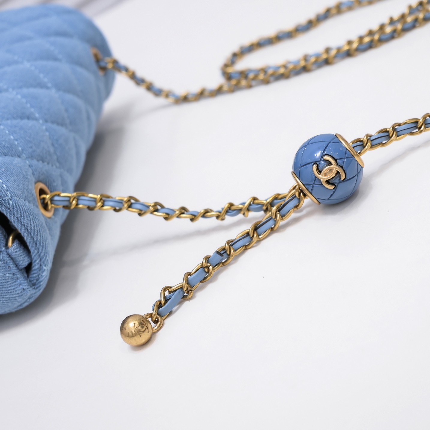 Chanel Mini Flap Handle Denim Blue 20Cm - Image 9