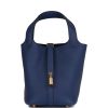 H Handbags Picotin Lock 18 Bleu Saphir Clemence Gold Hardware