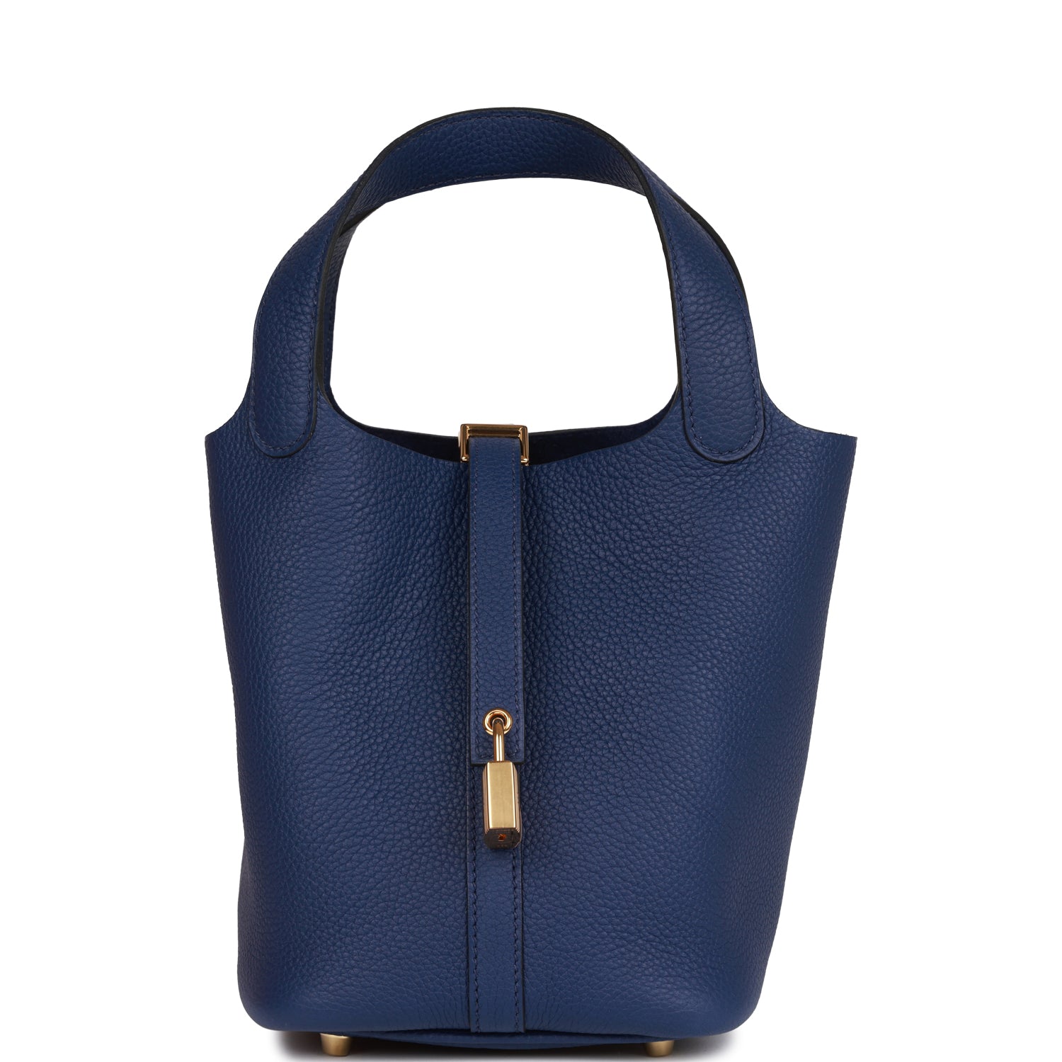 H Handbags Picotin Lock 18 Bleu Saphir Clemence Gold Hardware