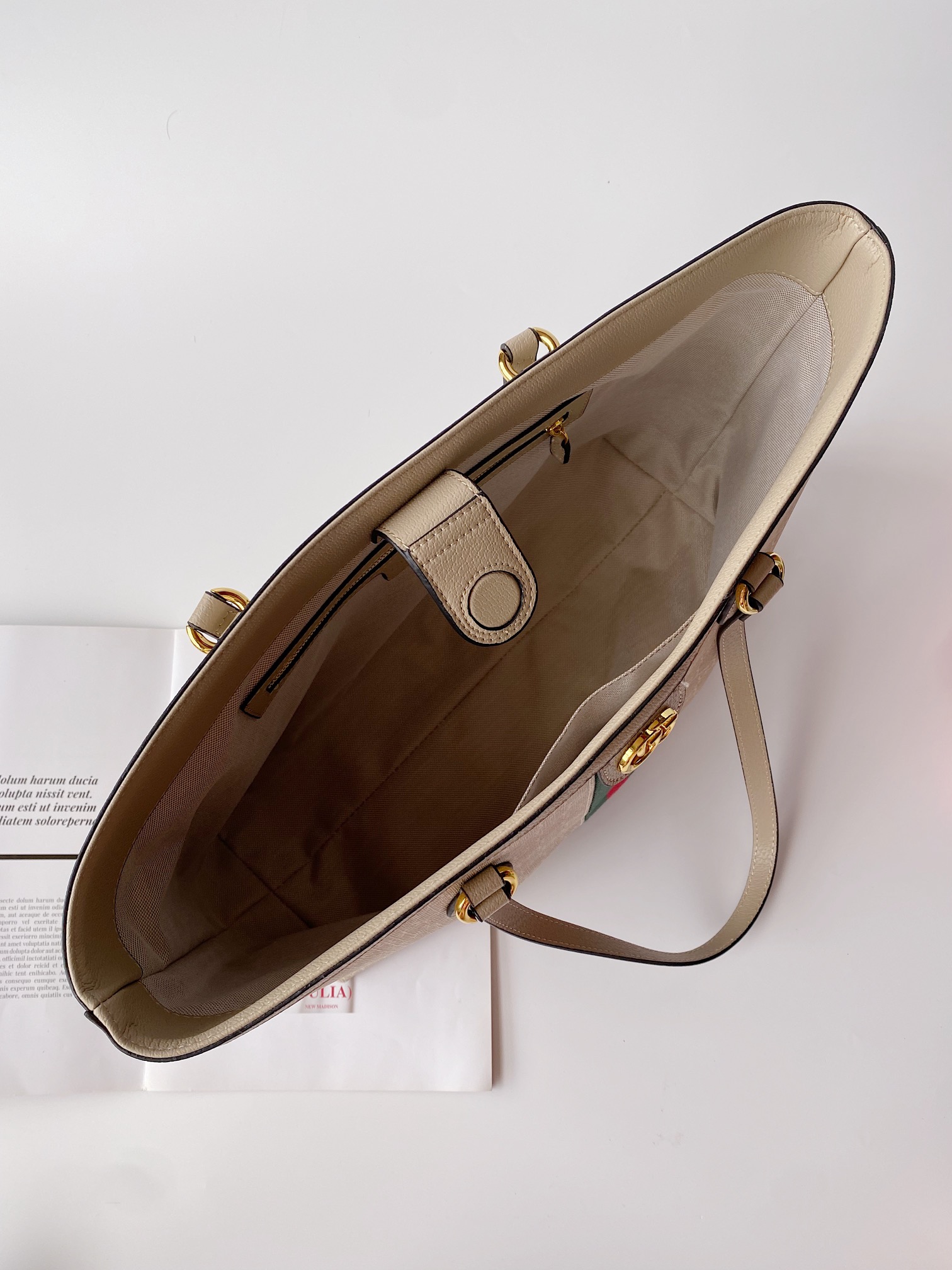 Gucci Ophidia Medium Tote With Web Beige 631685 Uulag 9682 - Image 7