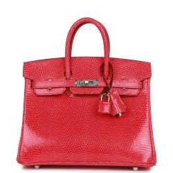 H Handbags Birkin 25 Rose Extreme Lizard Palladium Hardware