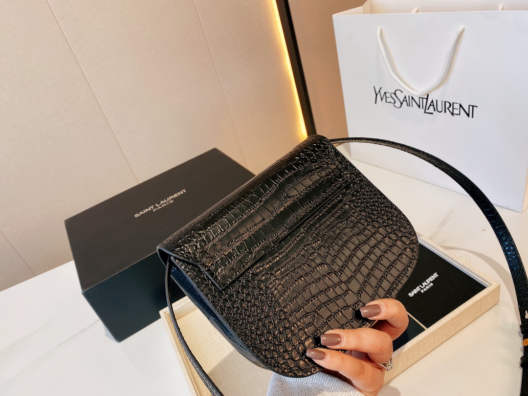 Saint Laurent Kaia Small Embossed Leather Black Bag 18Cm - Image 7