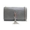 Saint Laurent Kate Monogram Shoulder Bag Crocodile Gray 20Cm