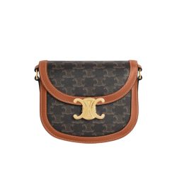 Celine Besace Clea In Triomphe Canvas And Calfskin Tan 19Cm 110962Bz4 04Lu