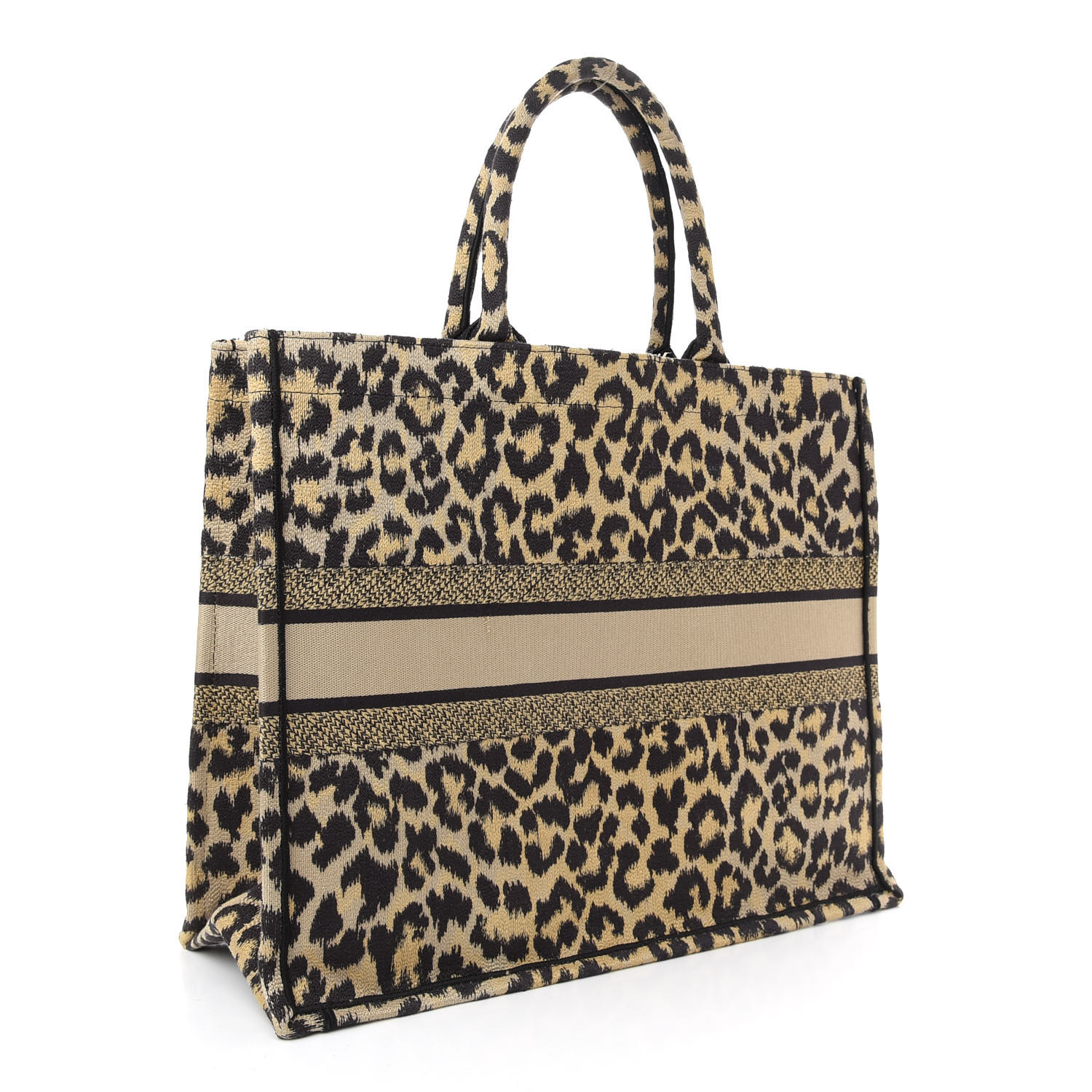 Christian Dior Canvas Mizza Large Leopard Book Tote Beige - Image 2