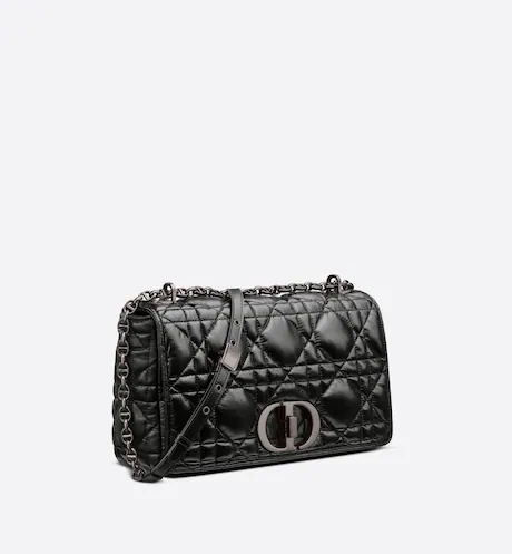 Large Dior Caro Bag Black Calfskin