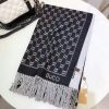 Gucci GG Jacquard Wool Scarf Black And White