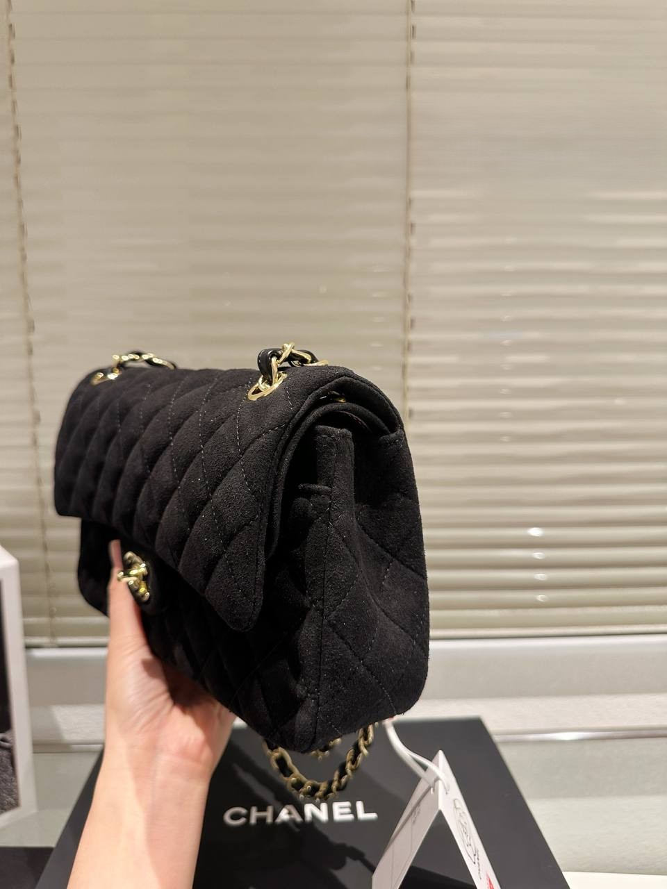 Chanel Jersey Quilted Medium Bijoux Chain Double Flap Black - Image 5