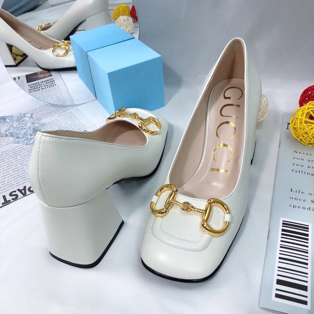 Gucci Women's Mid Heel Pump With Horsebit White - Image 6