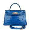 H Handbags Kelly Sellier 20 Bleu Zellige Shiny Alligator Gold Hardware