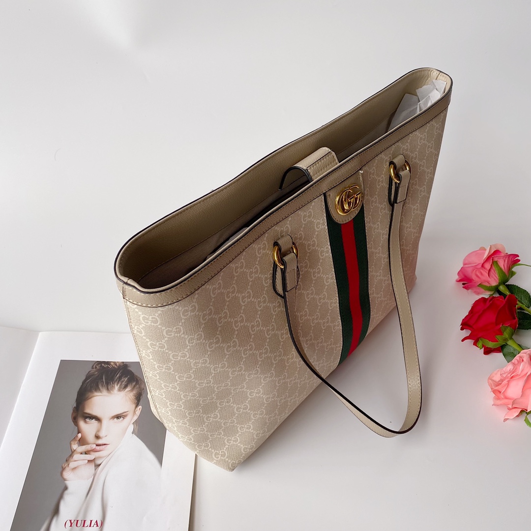 Gucci Ophidia Medium Tote With Web Beige 631685 Uulag 9682 - Image 3