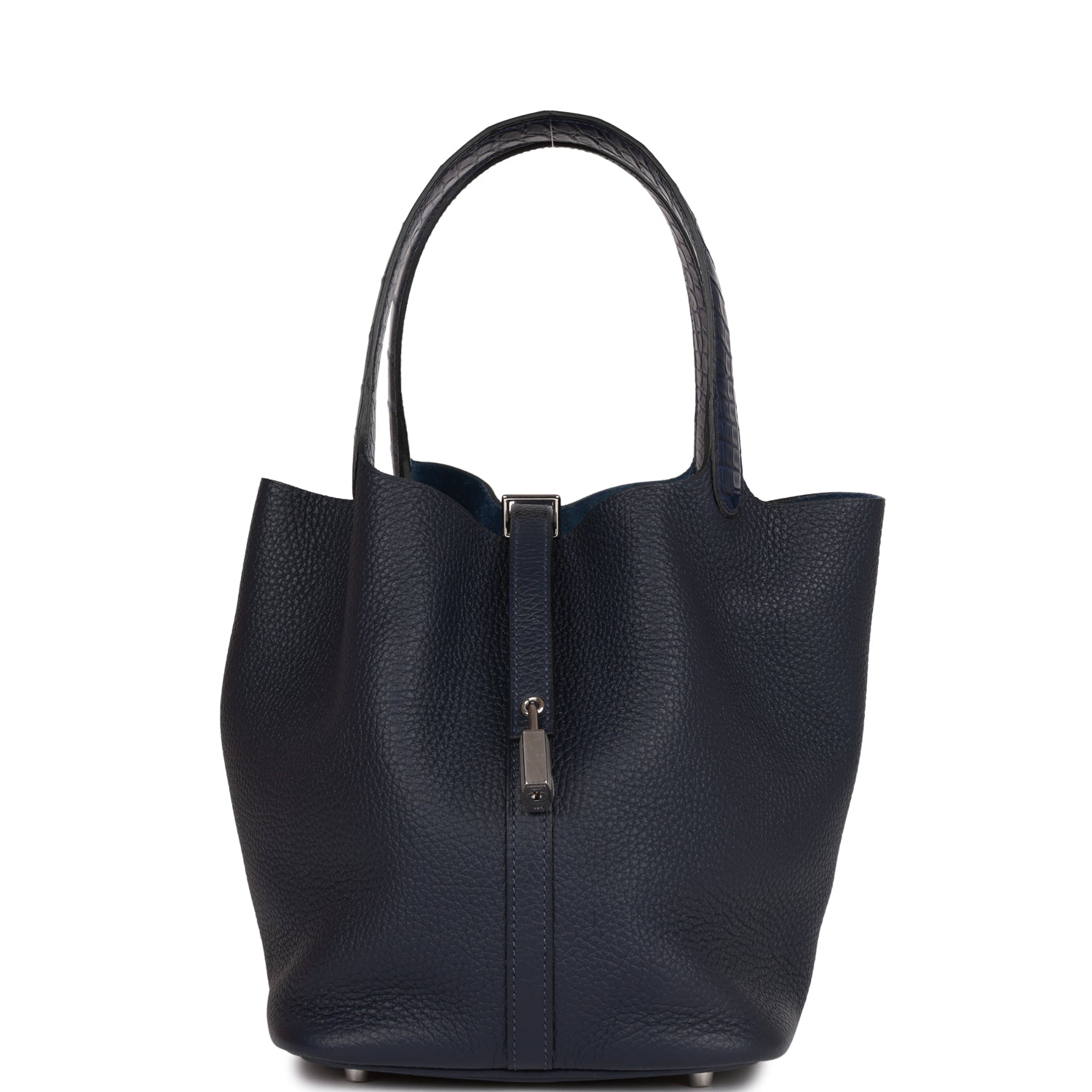 H Handbags Picotin Lock 18 Bleu Nuit Clemence And Matte Alligator Touch Palladium Hardware