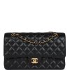 Medium Classic Double Flap Bag Black Caviar Gold Hardware