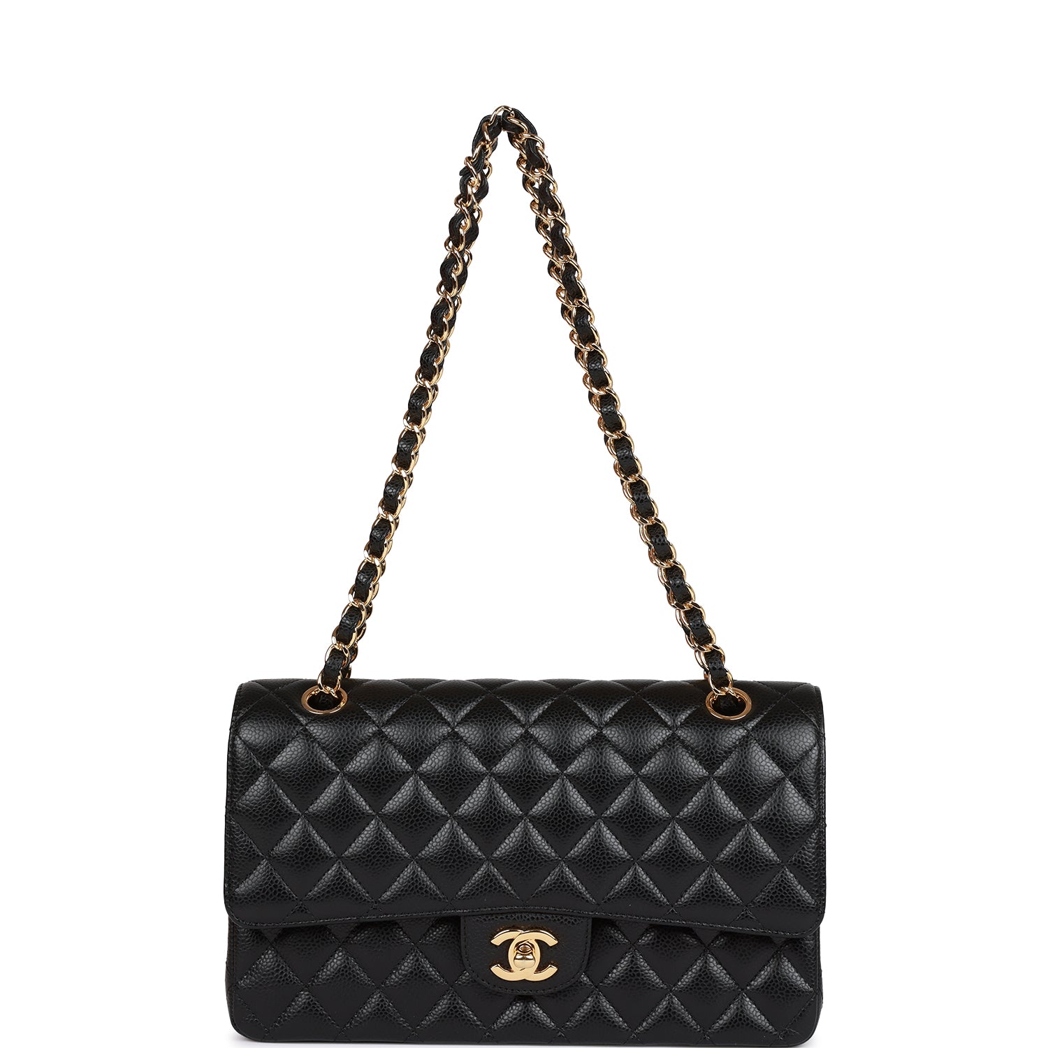 Medium Classic Double Flap Bag Black Caviar Gold Hardware - Image 6