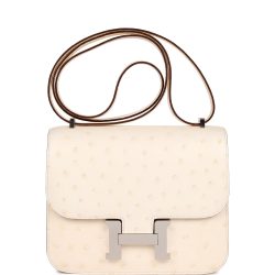 H Handbags Constance 18 Nata Ostrich Palladium Hardware