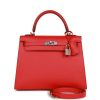 Hermes Kelly Sellier 25 Rouge De Coeur Verso Epsom Palladium Hardware