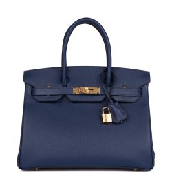 H Handbags Birkin 30 Bleu Saphir Epsom Gold Hardware