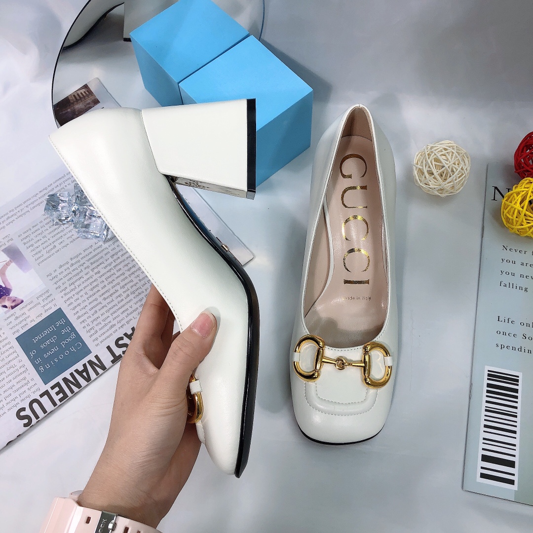 Gucci Women's Mid Heel Pump With Horsebit White - Image 5