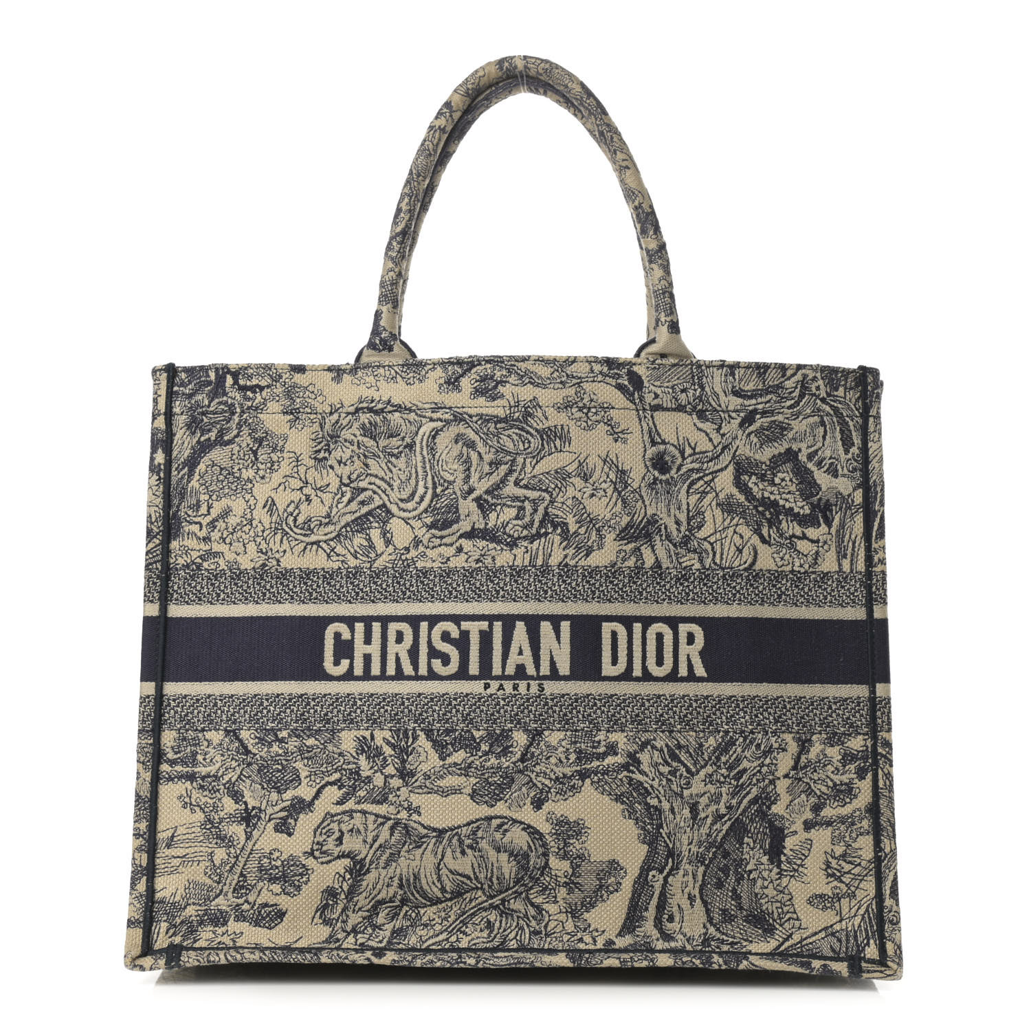Christian Dior Large Toile Book Tote Blue
