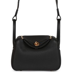 H Handbags Mini Lindy Black Clemence Gold Hardware