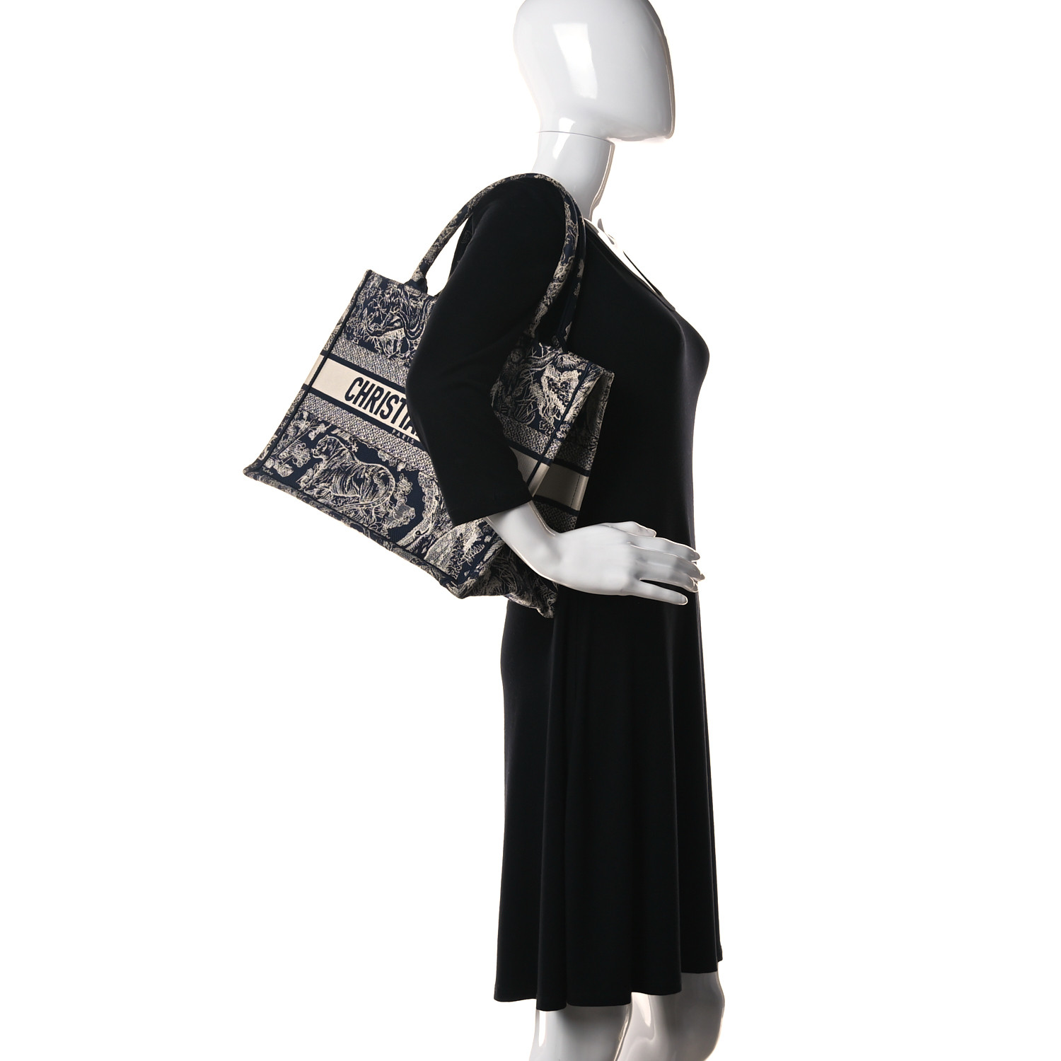 Christian Dior Large Toile Book Tote Blue - Image 4