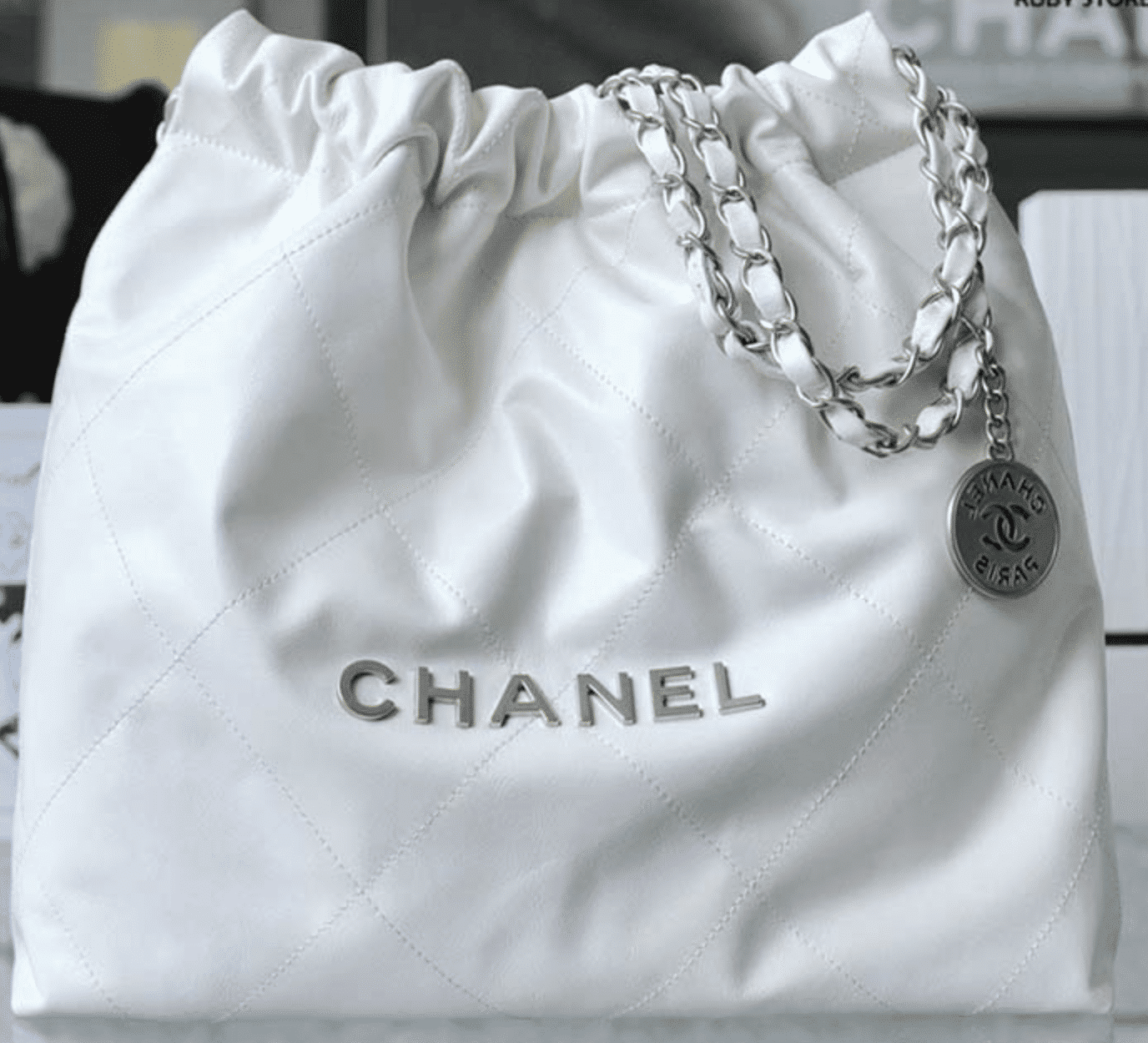 Chanel 22 Handbag White Silver 42Cm As3261 - Image 6