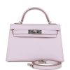 H Handbags Kelly Sellier 20 Mauve Pale Epsom Palladium Hardware