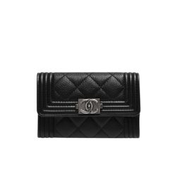 Chanel Boy Classic Wallet Black Silver 84432