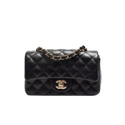 Chanel Classic Flap Caviar Black Crossbody Bag 20Cm
