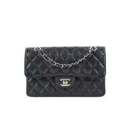 Chanel Classic Grain Silver Hardware Handbag Black A01112