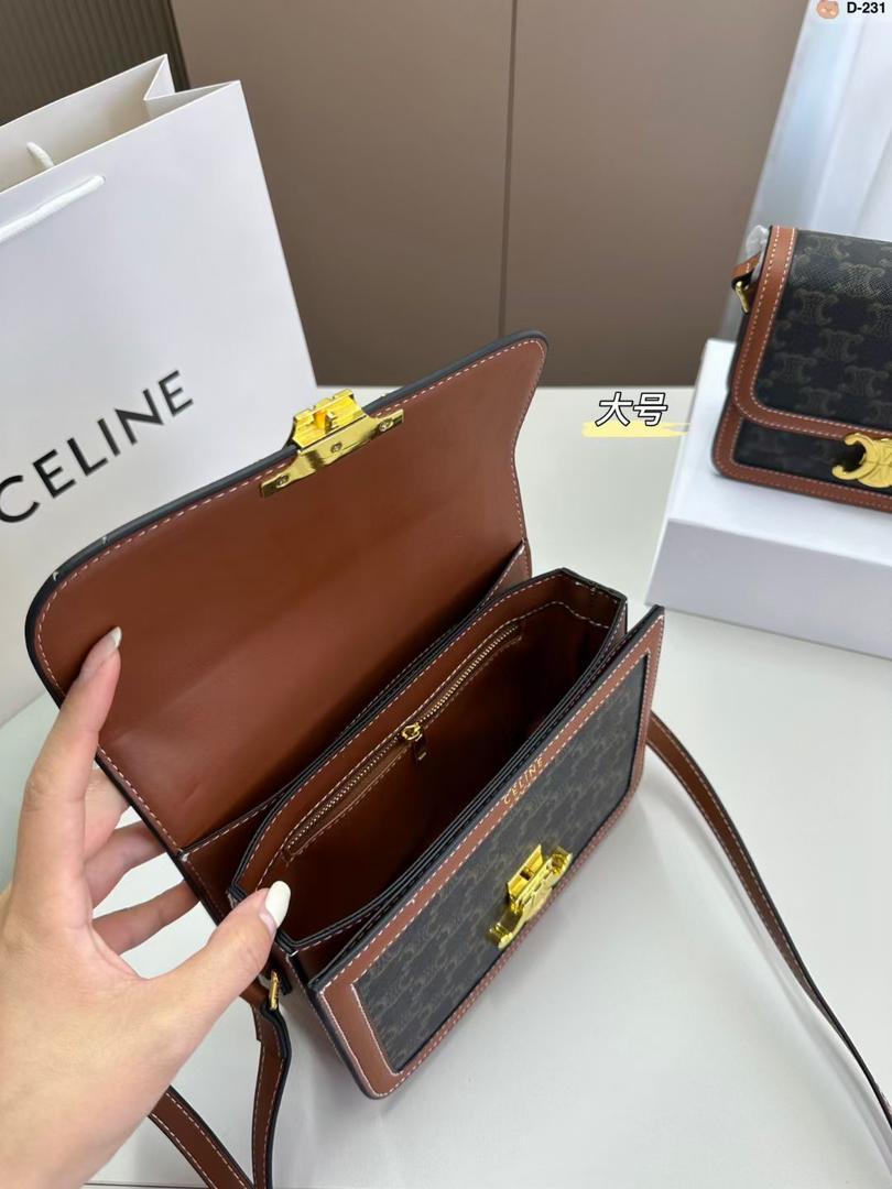 Celine Classique Triomphe Bag In Triomphe Canvas And Calfskin Tan 22Cm 191242Bz404Lu - Image 10