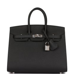 Hermes Birkin Sellier 25 Black Epsom Palladium Hardware