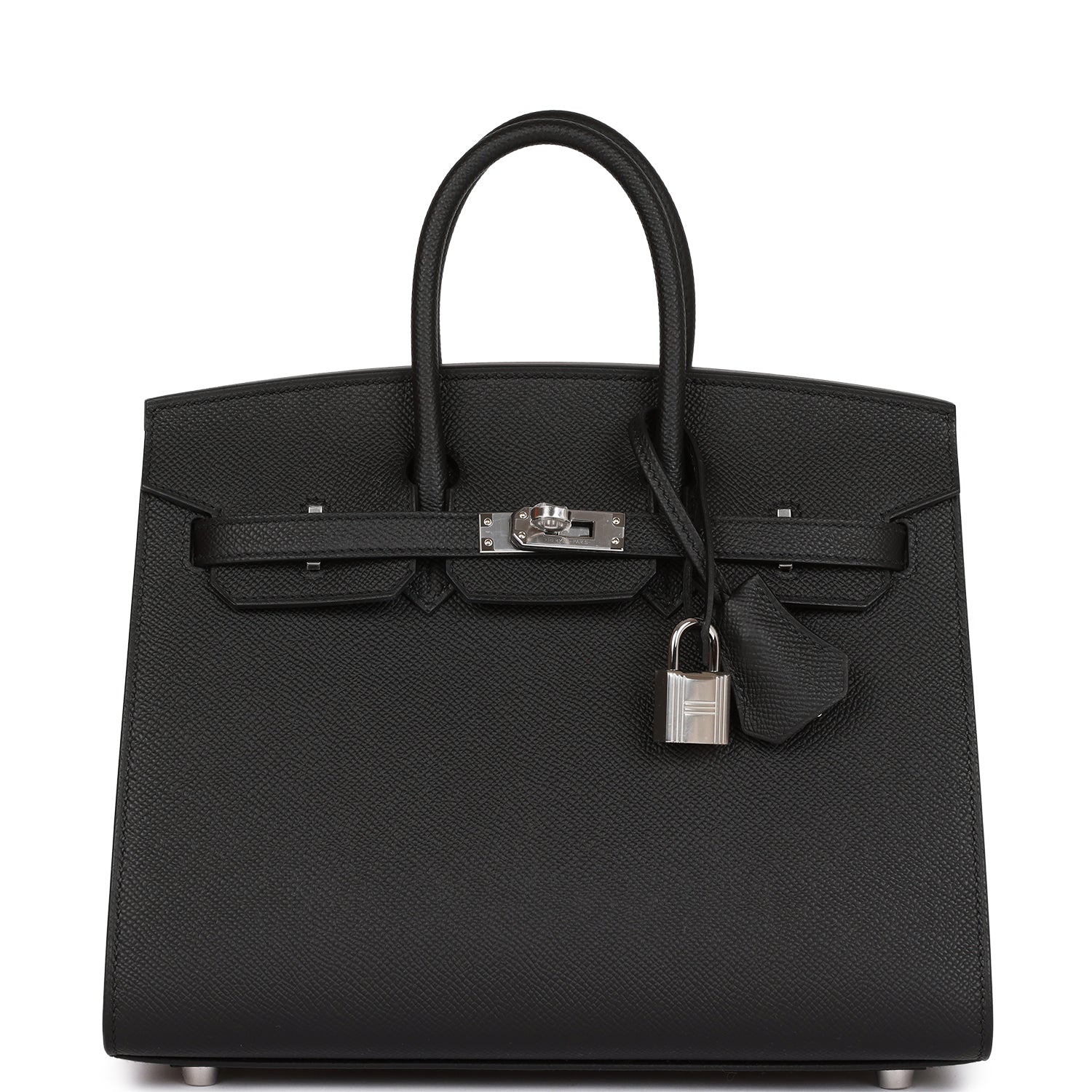 H Handbags Birkin Sellier 25 Black Epsom Palladium Hardware