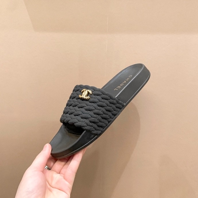 Chanel Braided Slides Black - Image 6