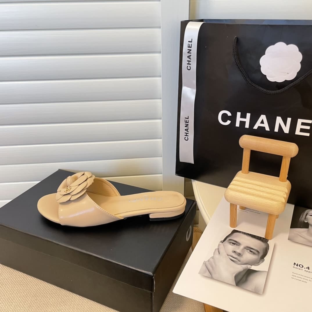 Chanel Camellia Slides Beige - Image 6