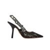 Dior J'Adior Slingback Pump Transparent Mesh Embroidered With Dior Roses Motif Black Kdv029Fll S900