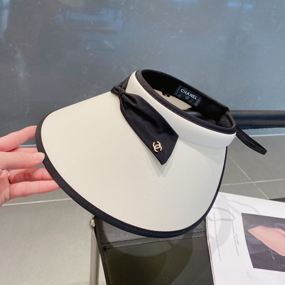 Chanel Bow Tie Visor Hat White - Image 2