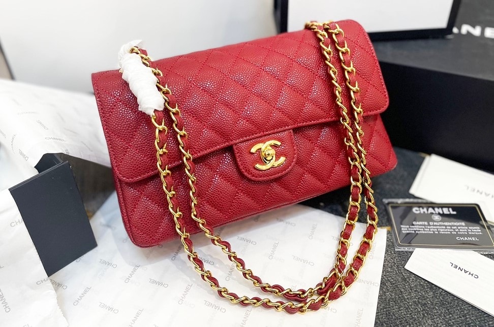Chanel Classic Small Flap Bag Dark Red Caviar 26Cm - Image 4