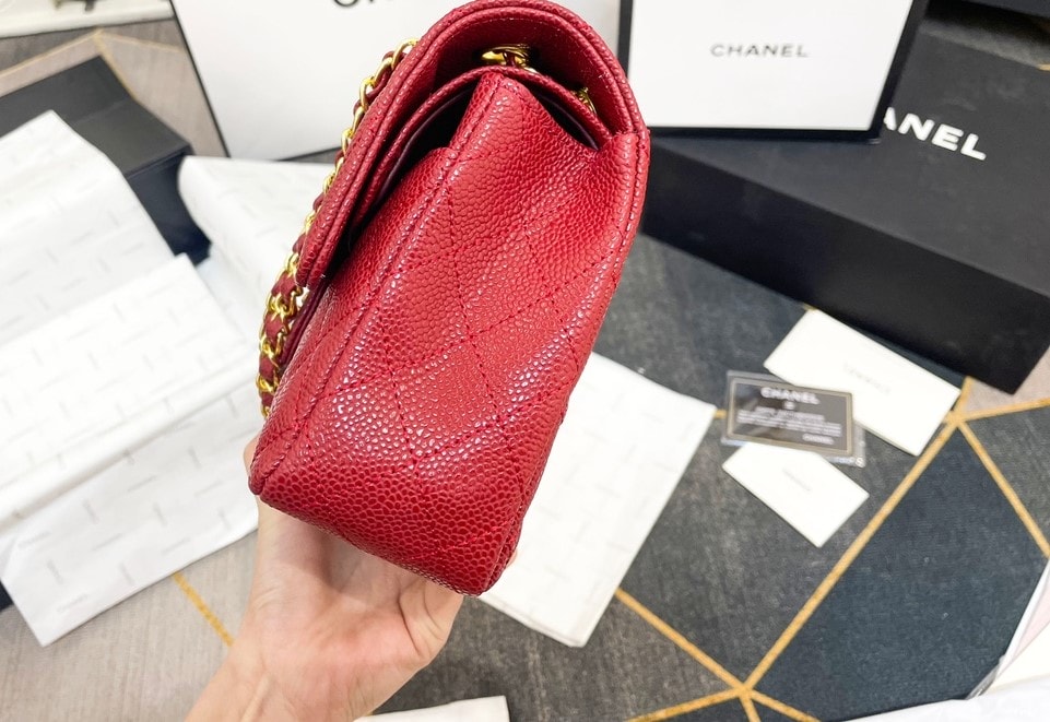 Chanel Classic Small Flap Bag Dark Red Caviar 26Cm - Image 3