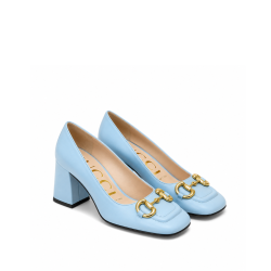 Gucci Women's Mid Heel Pump With Horsebit Blue