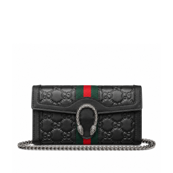 Gucci Women's Dionysus GG Supreme Chain Bag Black 19Cm