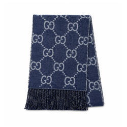Gucci GG Pattern Jacquard Wool Silk Scarf